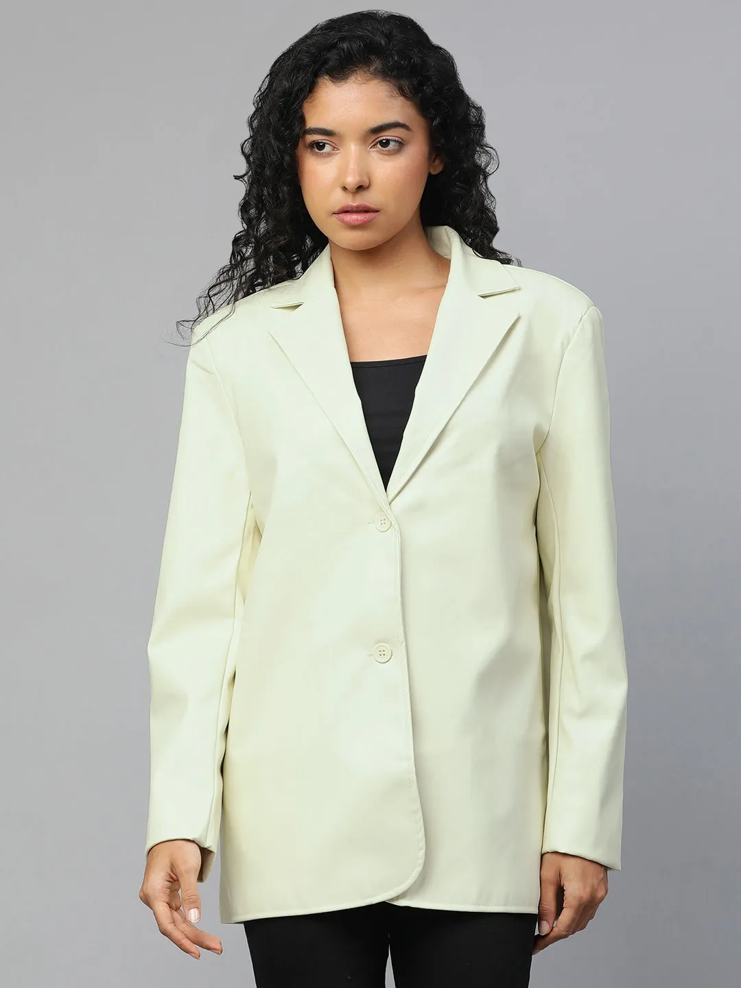Genuine Leather Oversized Blazer For Women | QAWACH
