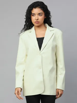 Genuine Leather Oversized Blazer For Women | QAWACH