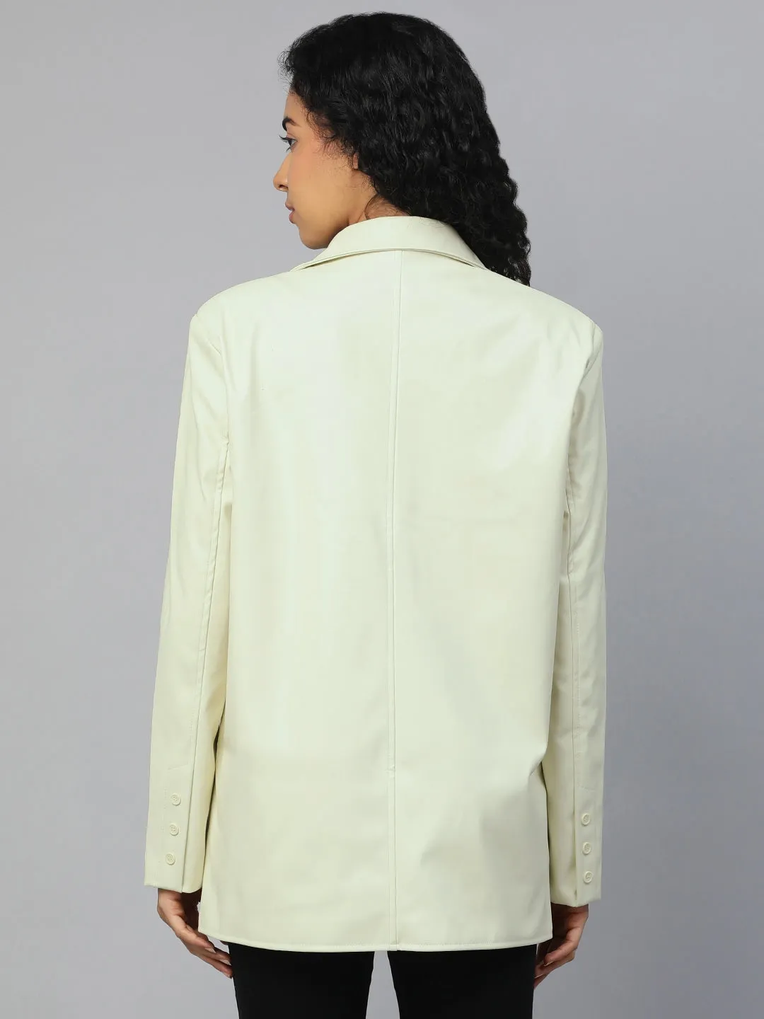 Genuine Leather Oversized Blazer For Women | QAWACH