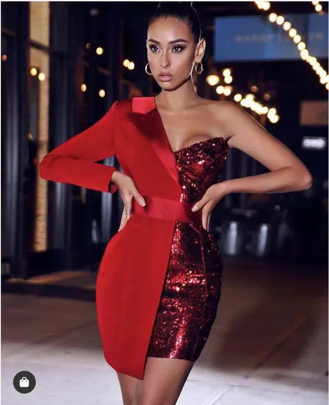 GF  Half Sequined Asymmetrical Mini Dress