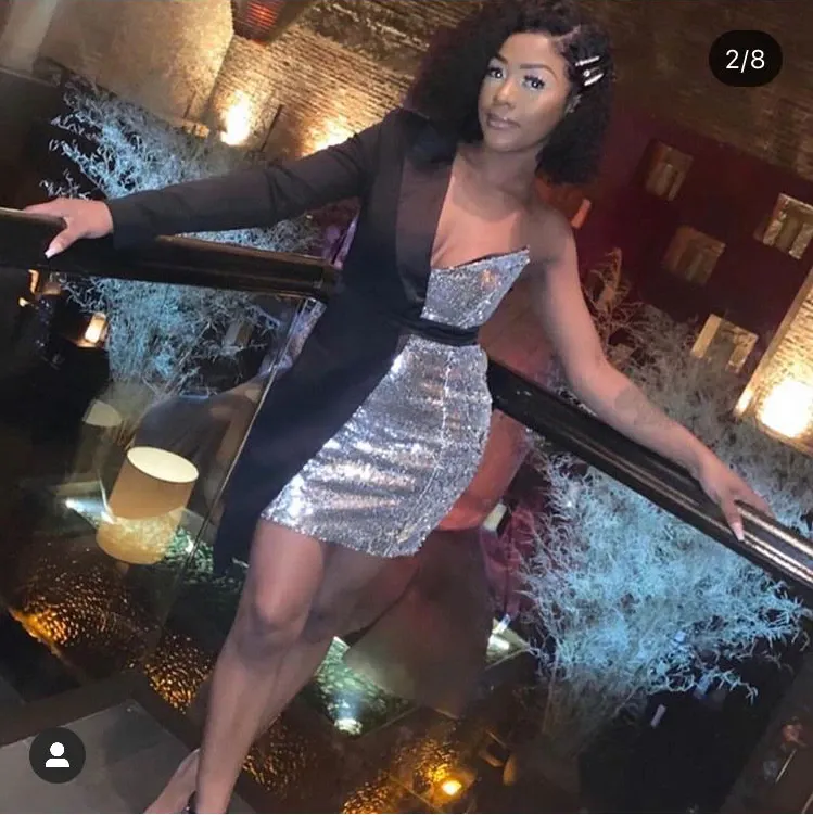 GF  Half Sequined Asymmetrical Mini Dress