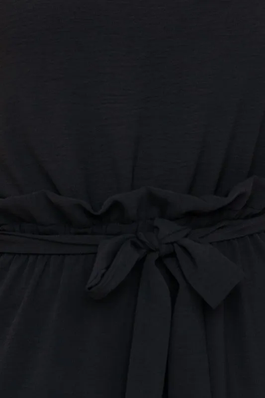 GILLI Black One Shoulder belted Jogger Jumpsuit