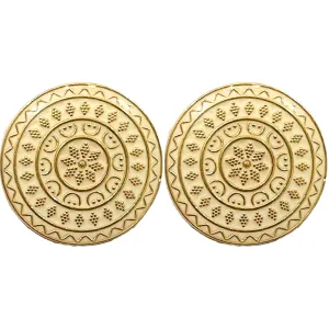Golden & White Color Filligreen Designer Shiny Round 1 Hole Metal Buttons