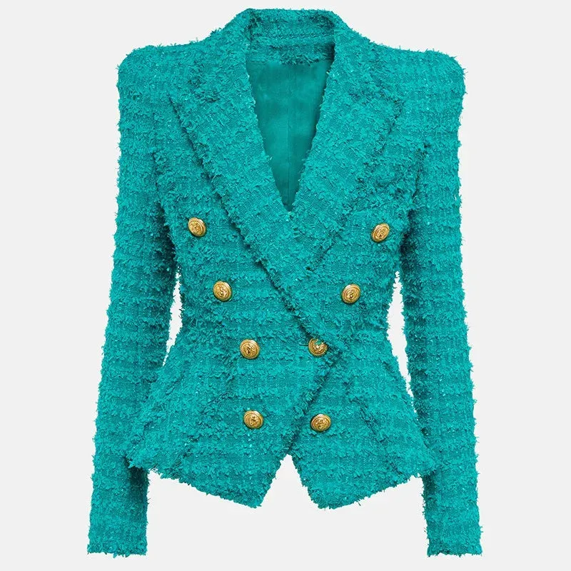 Good Day Thick  Woven Double-Breasted Blazer