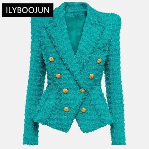 Good Day Thick  Woven Double-Breasted Blazer