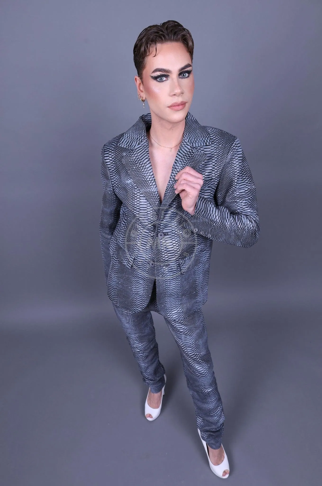 Grey Leather Snake Blazer