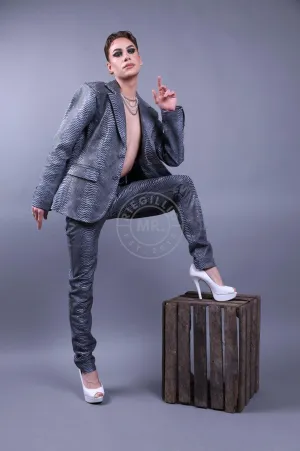 Grey Leather Snake Blazer