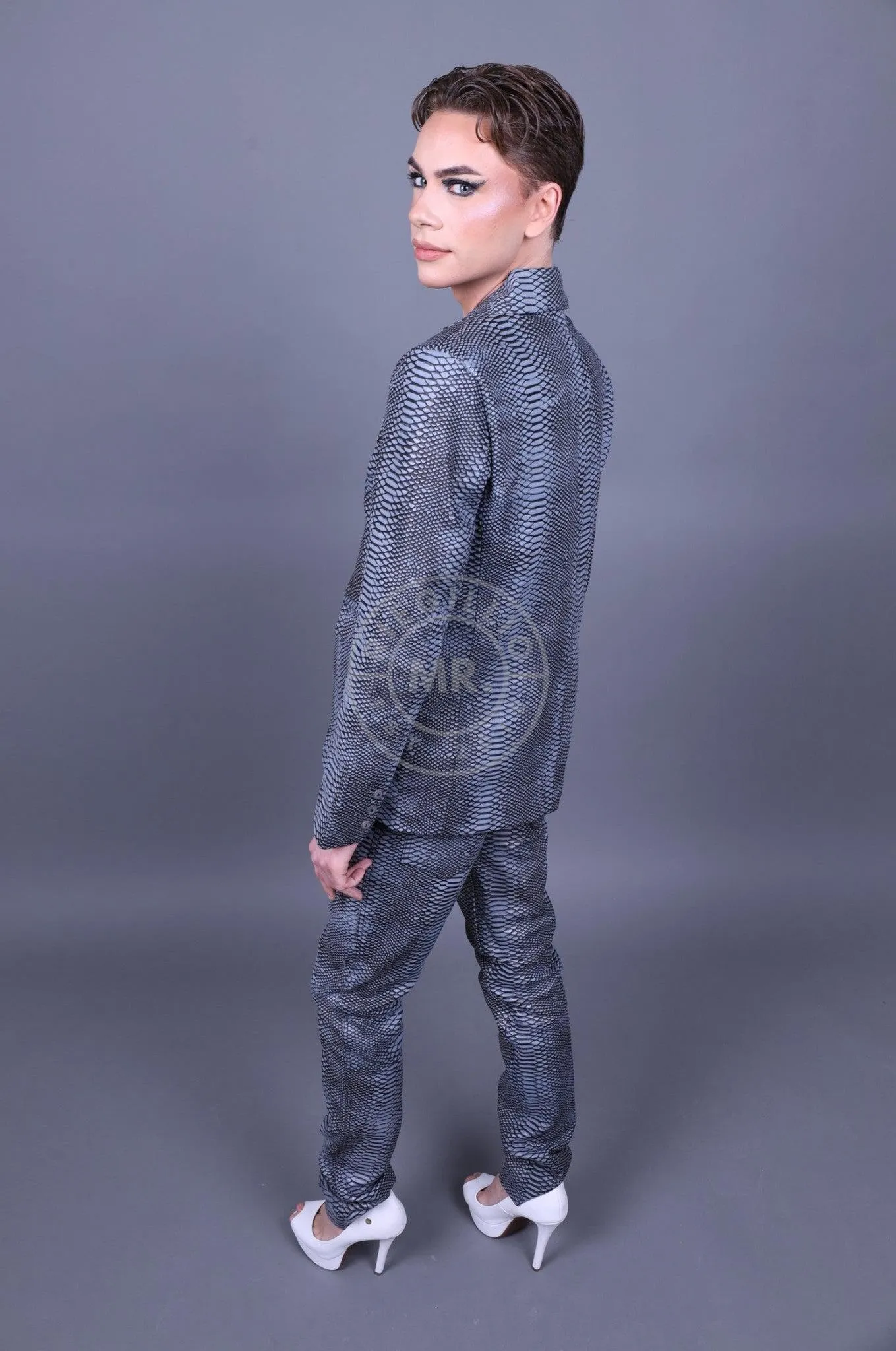 Grey Leather Snake Blazer