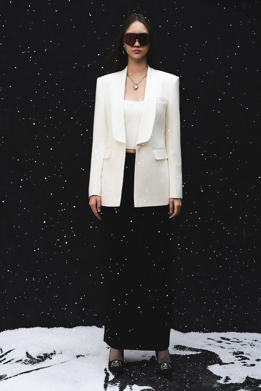 Gwen Sheath Shawl Lapel Silk Wool Blazer