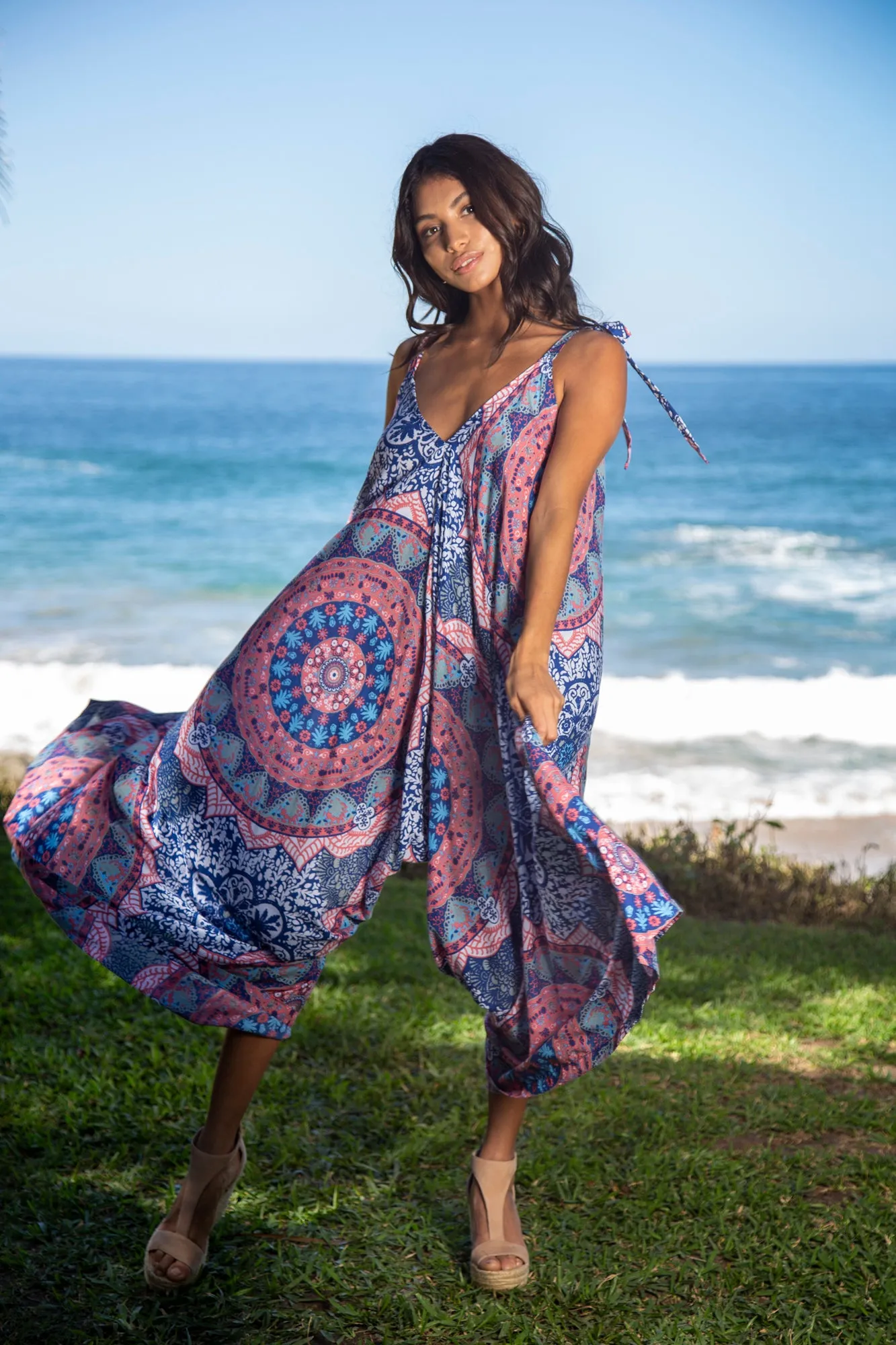 Gypsy Jumpsuit in Premium Pink Blue Mandala