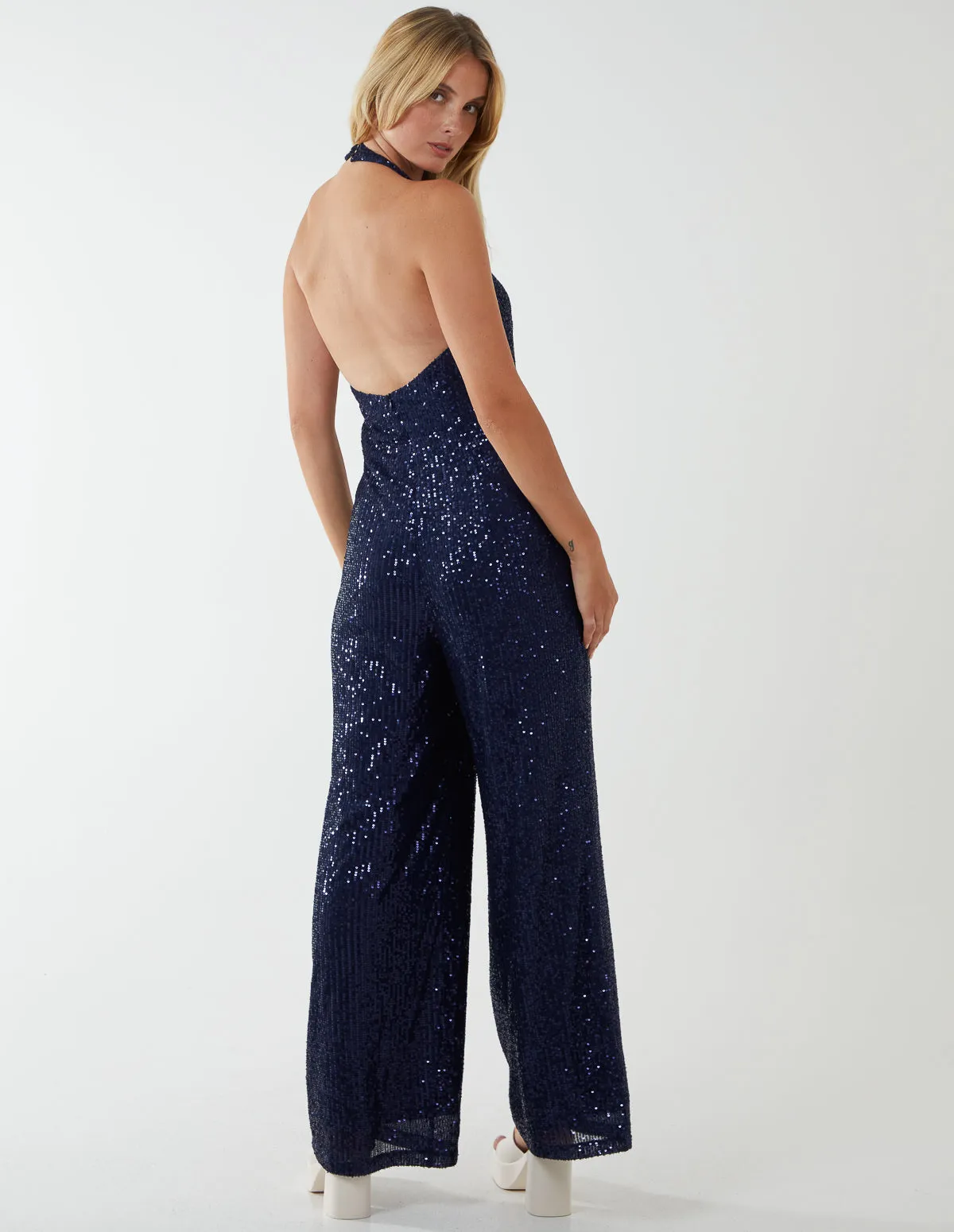 Halter Neck Plunge Jumpsuit