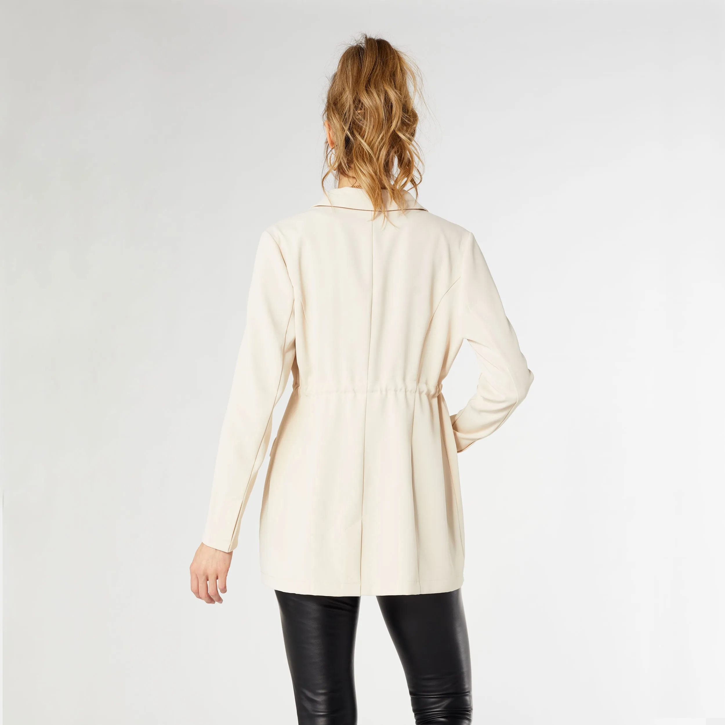 Harmony Tie Waist Blazer - Bone