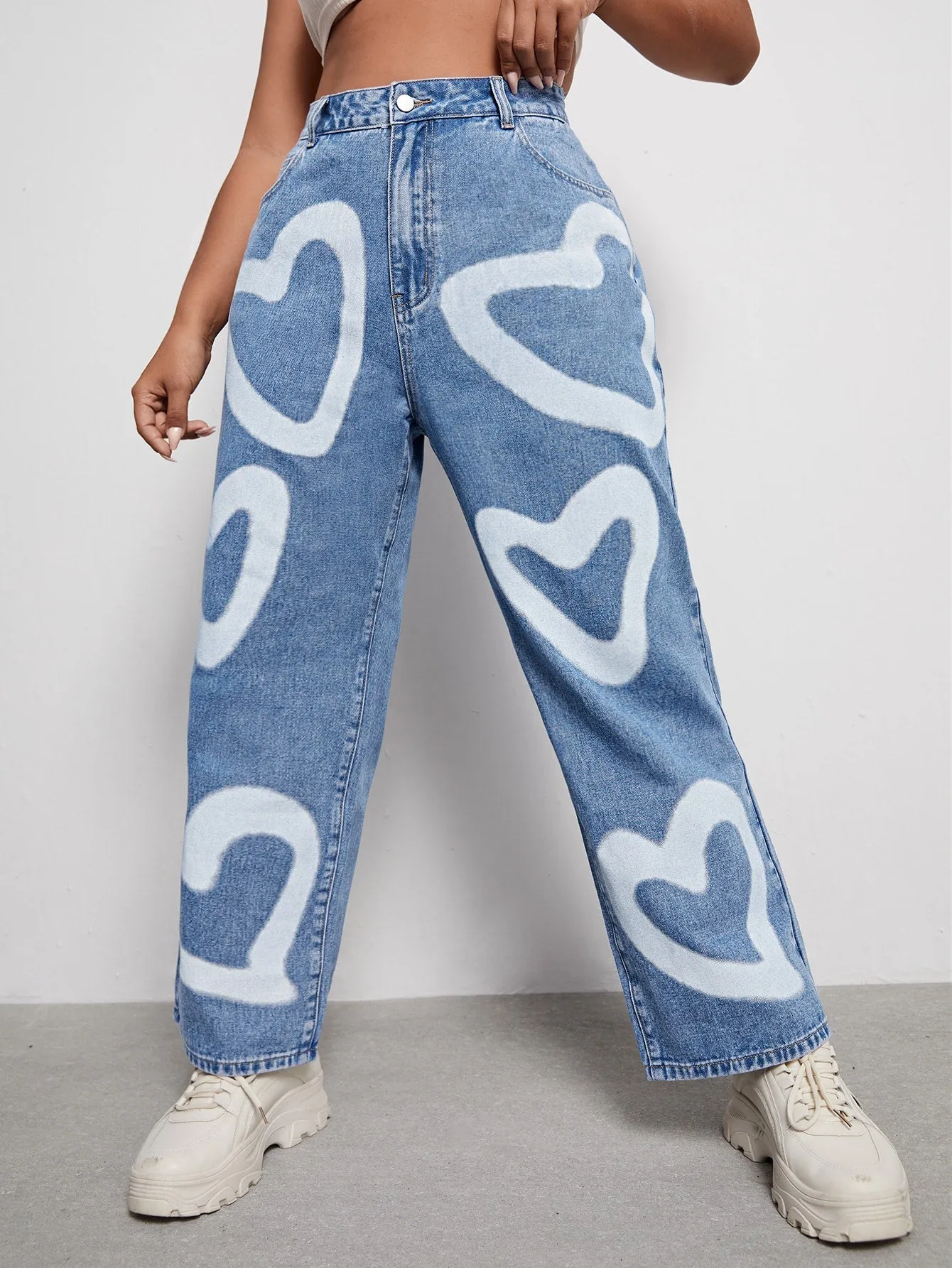 Heart Natural Long Plus Size Jeans