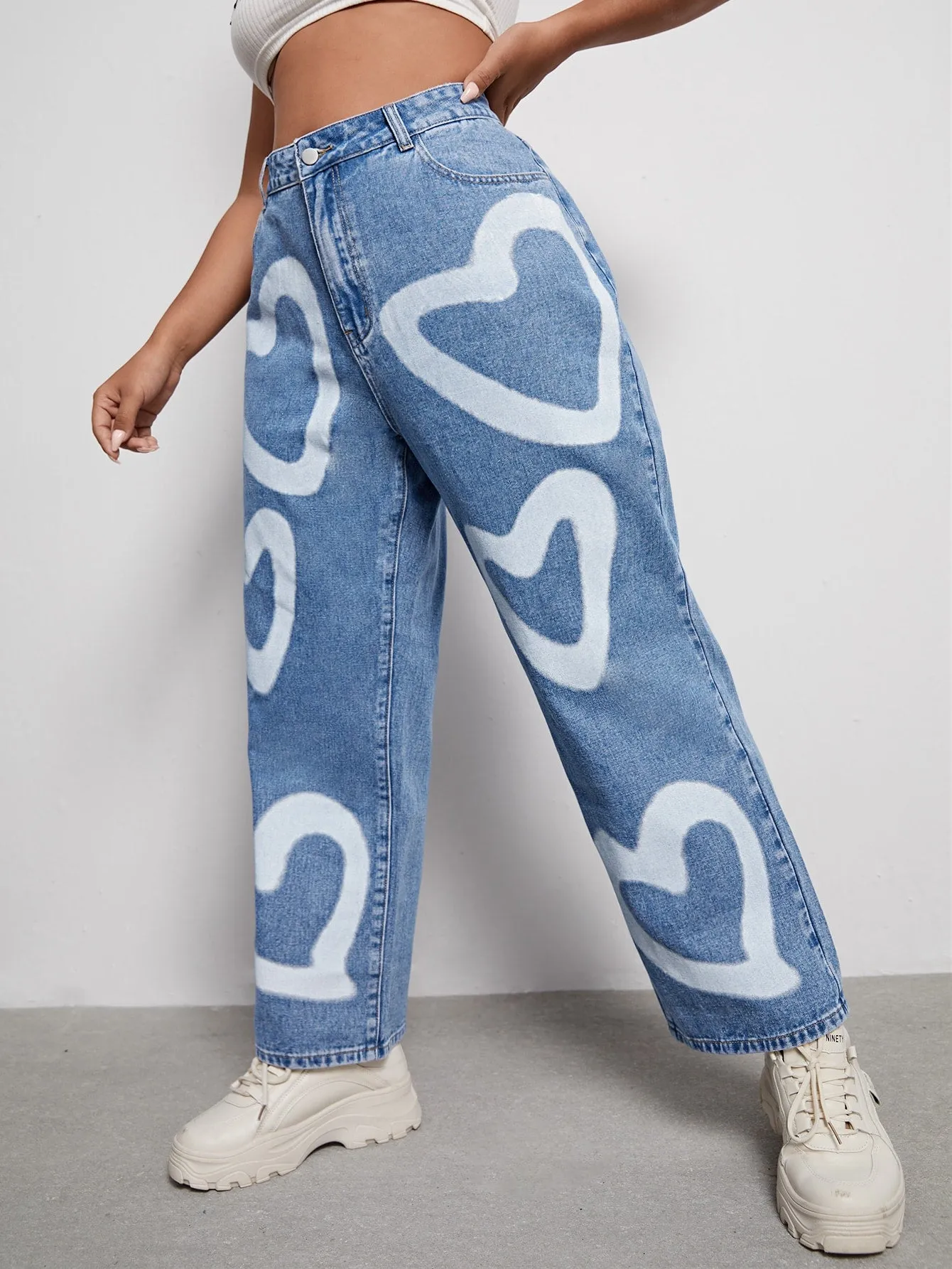 Heart Natural Long Plus Size Jeans
