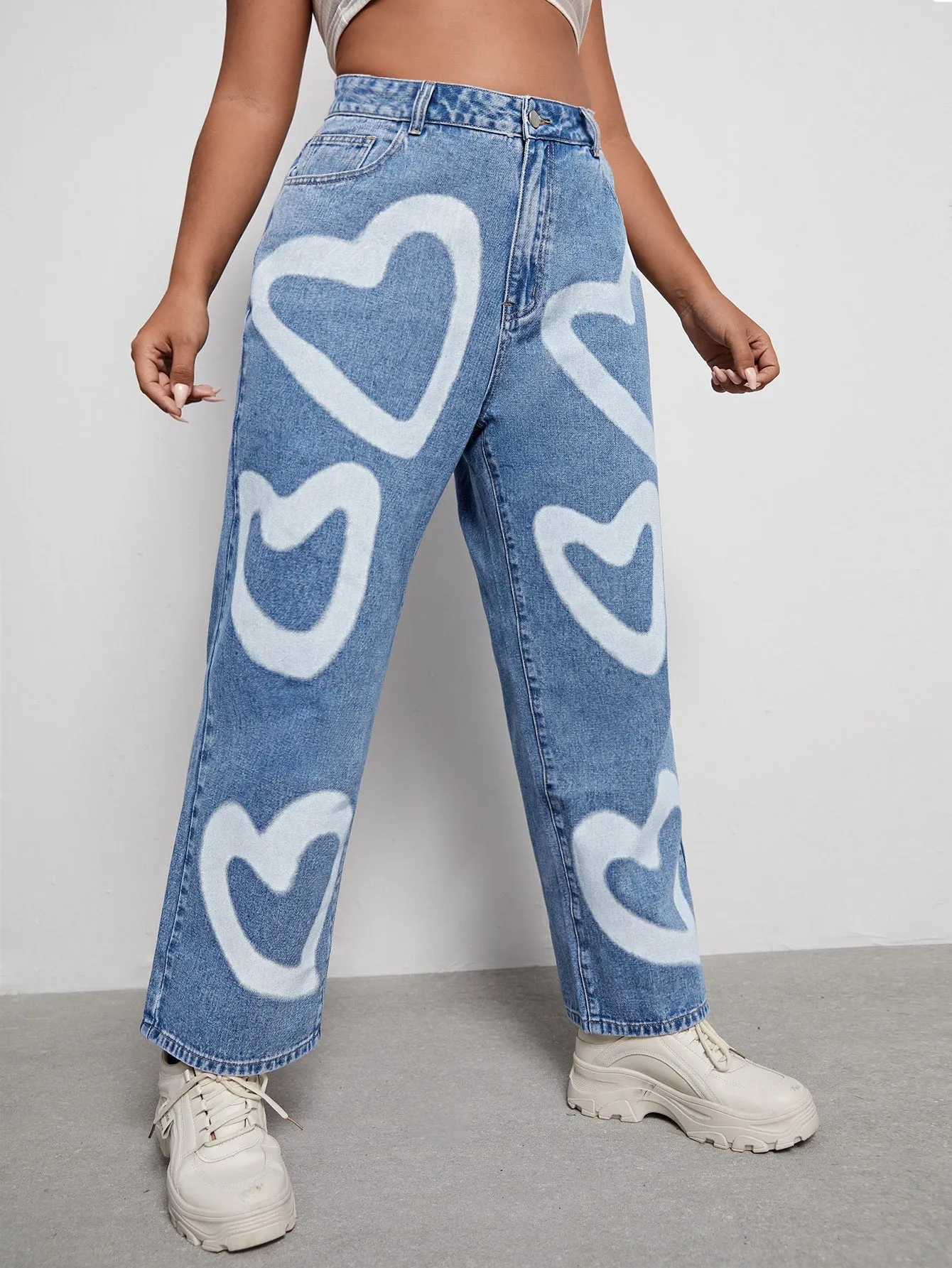 Heart Natural Long Plus Size Jeans