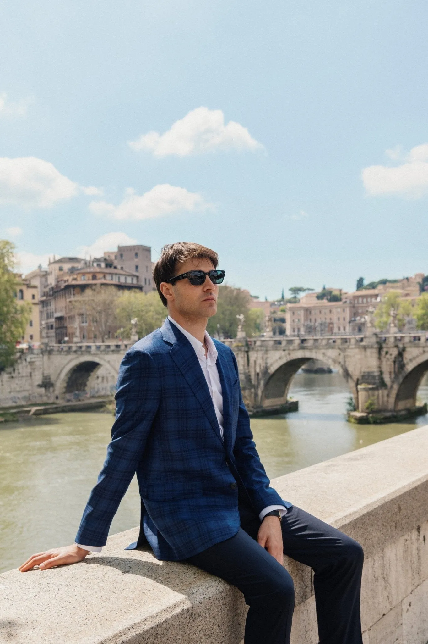 HENRY SARTORIAL HERITAGE Zegna Traveller™ Large Check Blazer NAVY/BLACK REG
