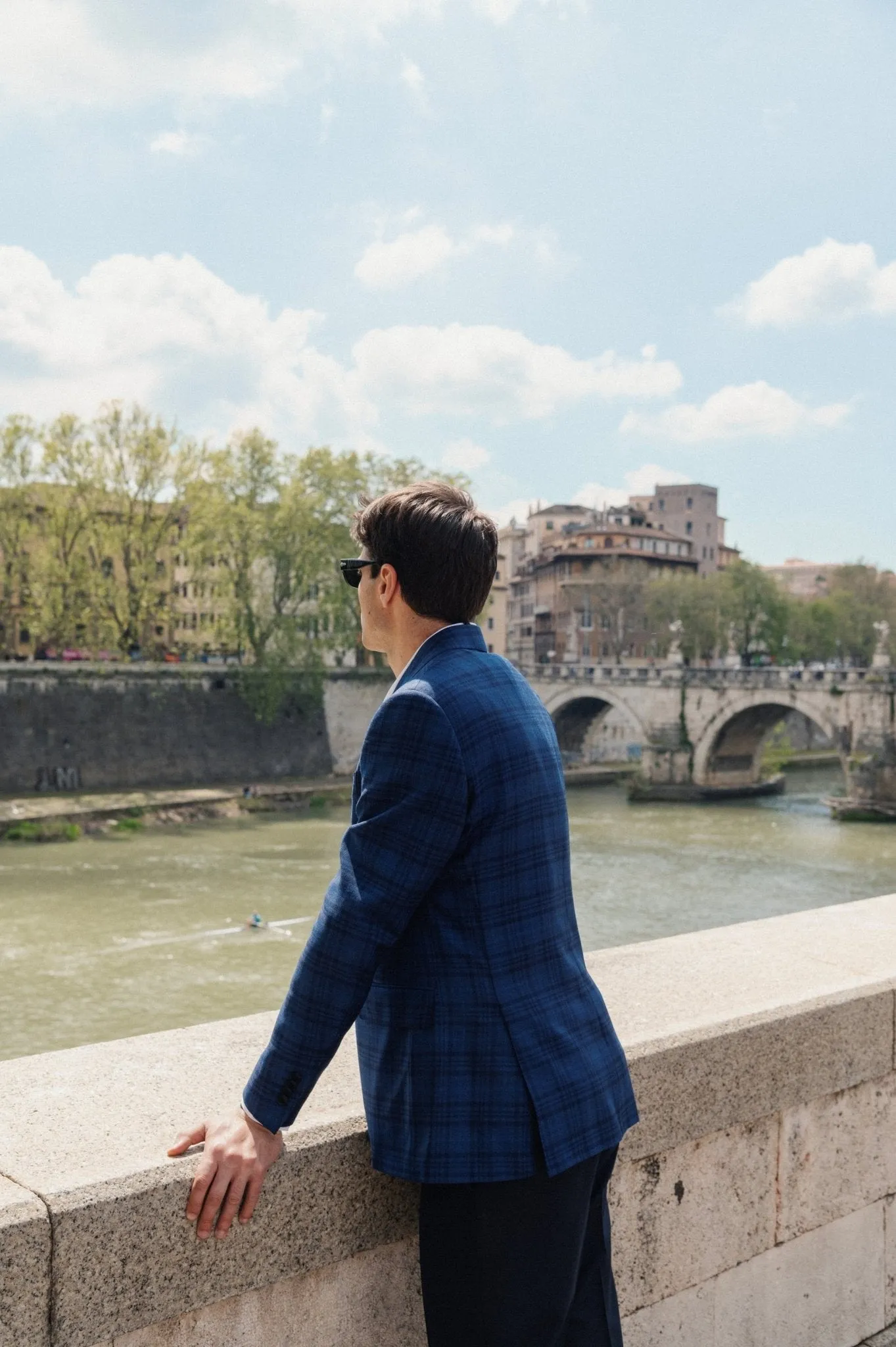 HENRY SARTORIAL HERITAGE Zegna Traveller™ Large Check Blazer NAVY/BLACK REG