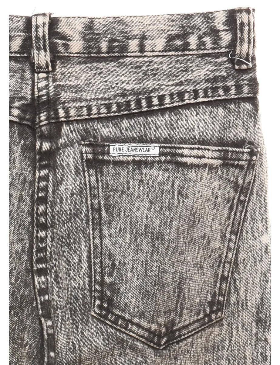 High Waist Acid Wash 1980s Tapered Jeans - W26 L29