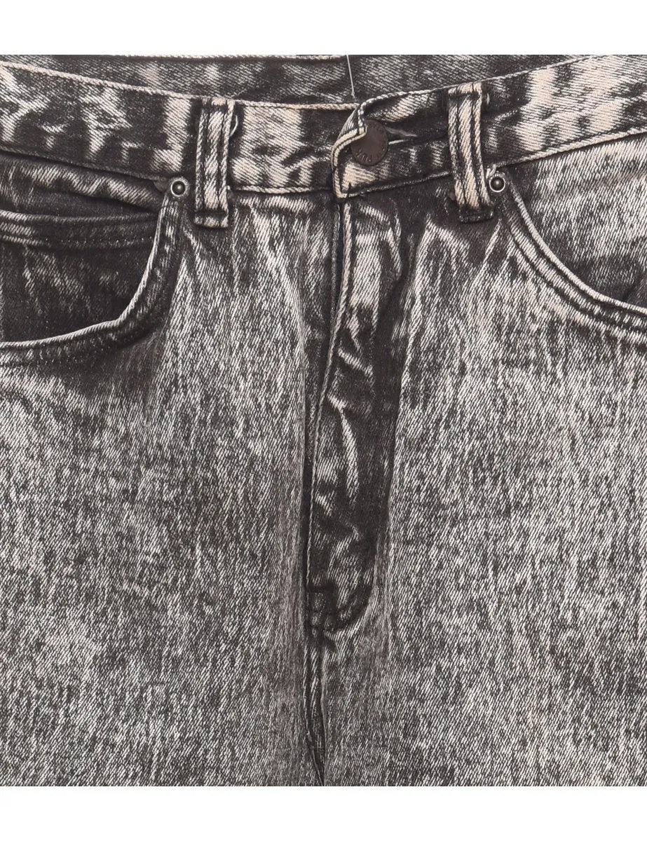 High Waist Acid Wash 1980s Tapered Jeans - W26 L29