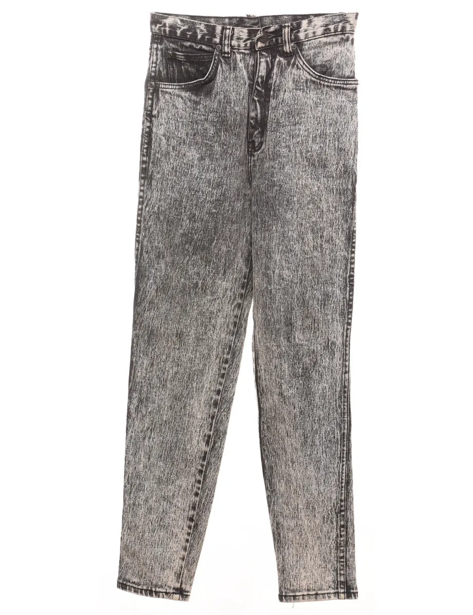 High Waist Acid Wash 1980s Tapered Jeans - W26 L29