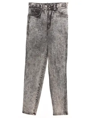 High Waist Acid Wash 1980s Tapered Jeans - W26 L29