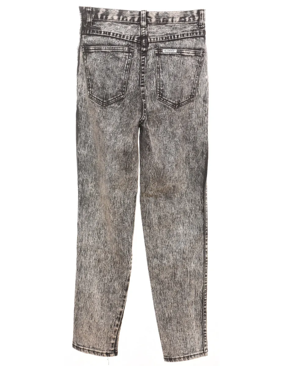 High Waist Acid Wash 1980s Tapered Jeans - W26 L29