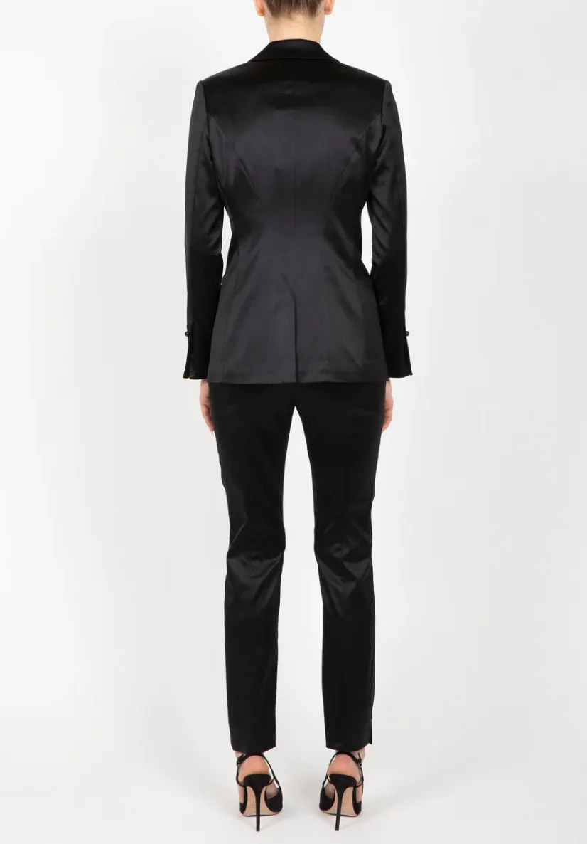 Hilton Hollis Ostrich Embossed Satin Jacket Black