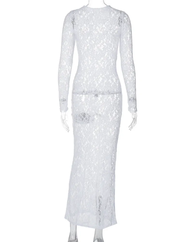 Hollow Lace Maxi Dress