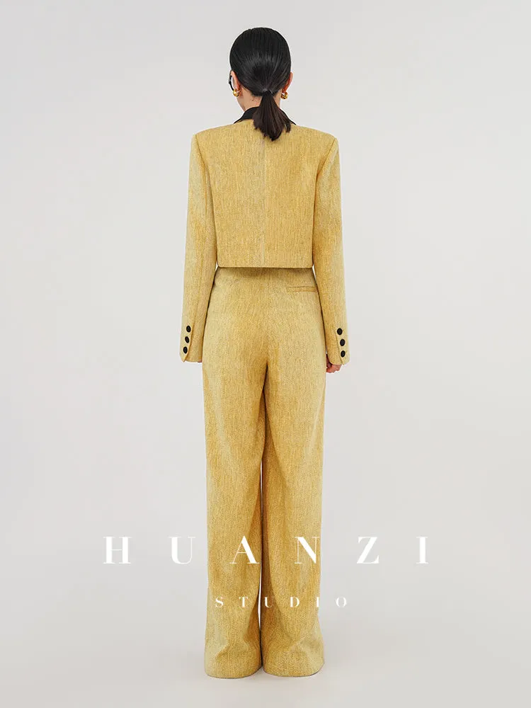 Huanzi herringbone blazer short jacket women's two-piece suit -Iriou