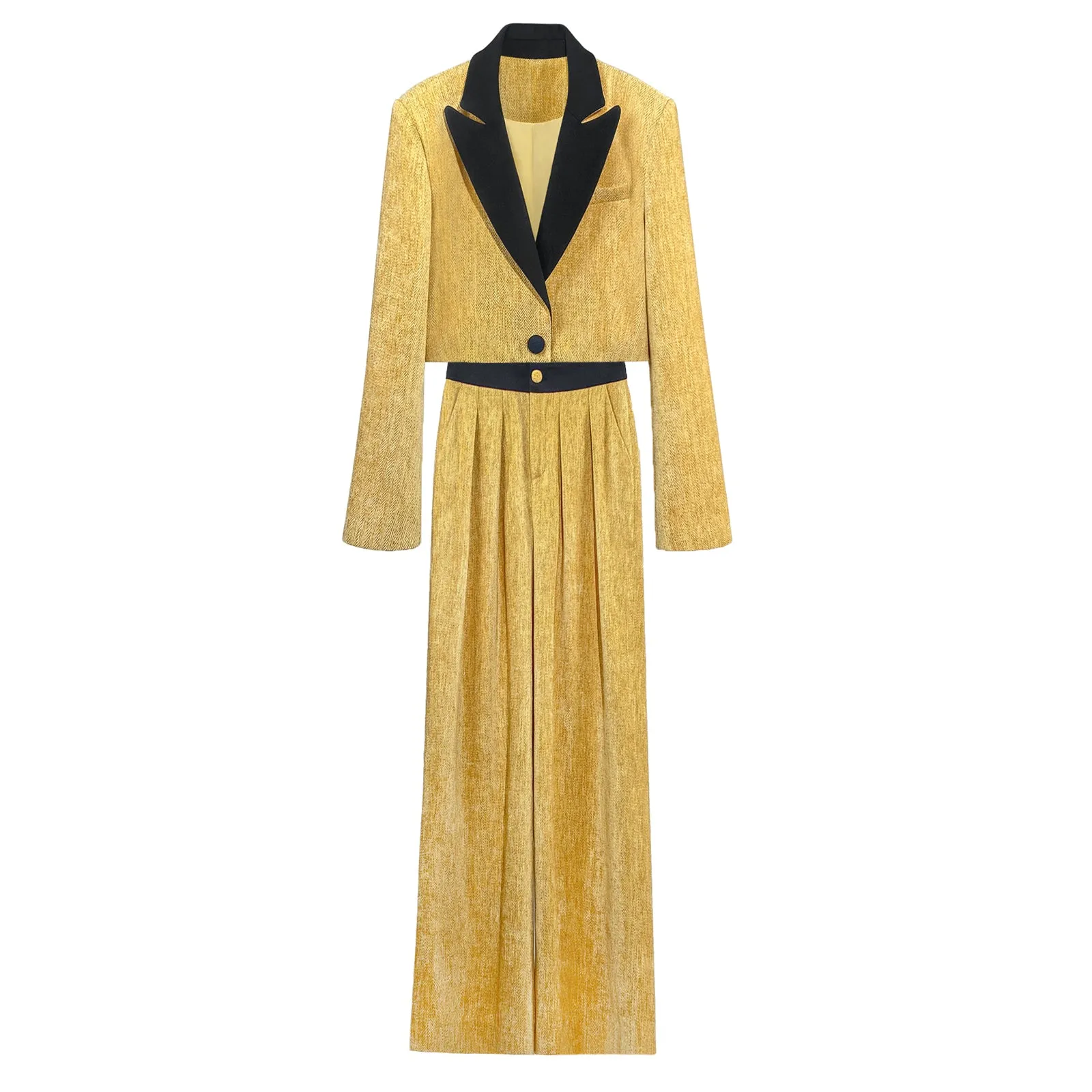 Huanzi herringbone blazer short jacket women's two-piece suit -Iriou