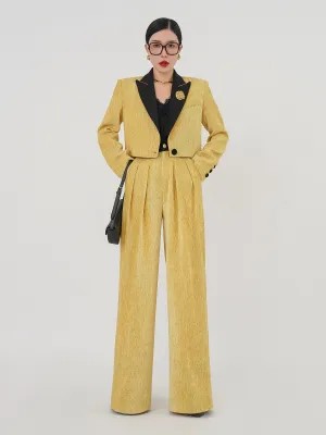 Huanzi herringbone blazer short jacket women's two-piece suit -Iriou