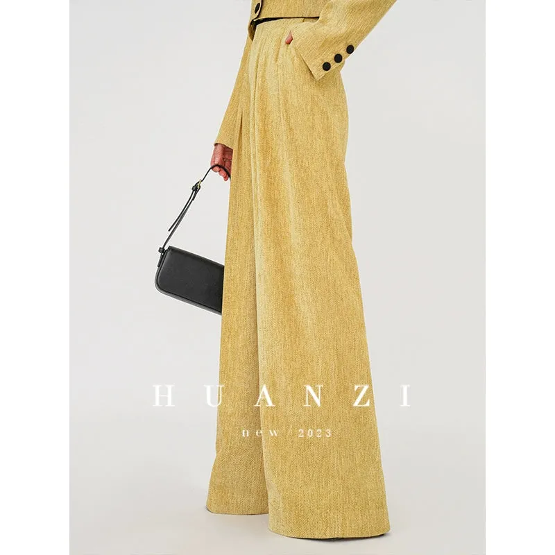 Huanzi herringbone blazer short jacket women's two-piece suit -Iriou