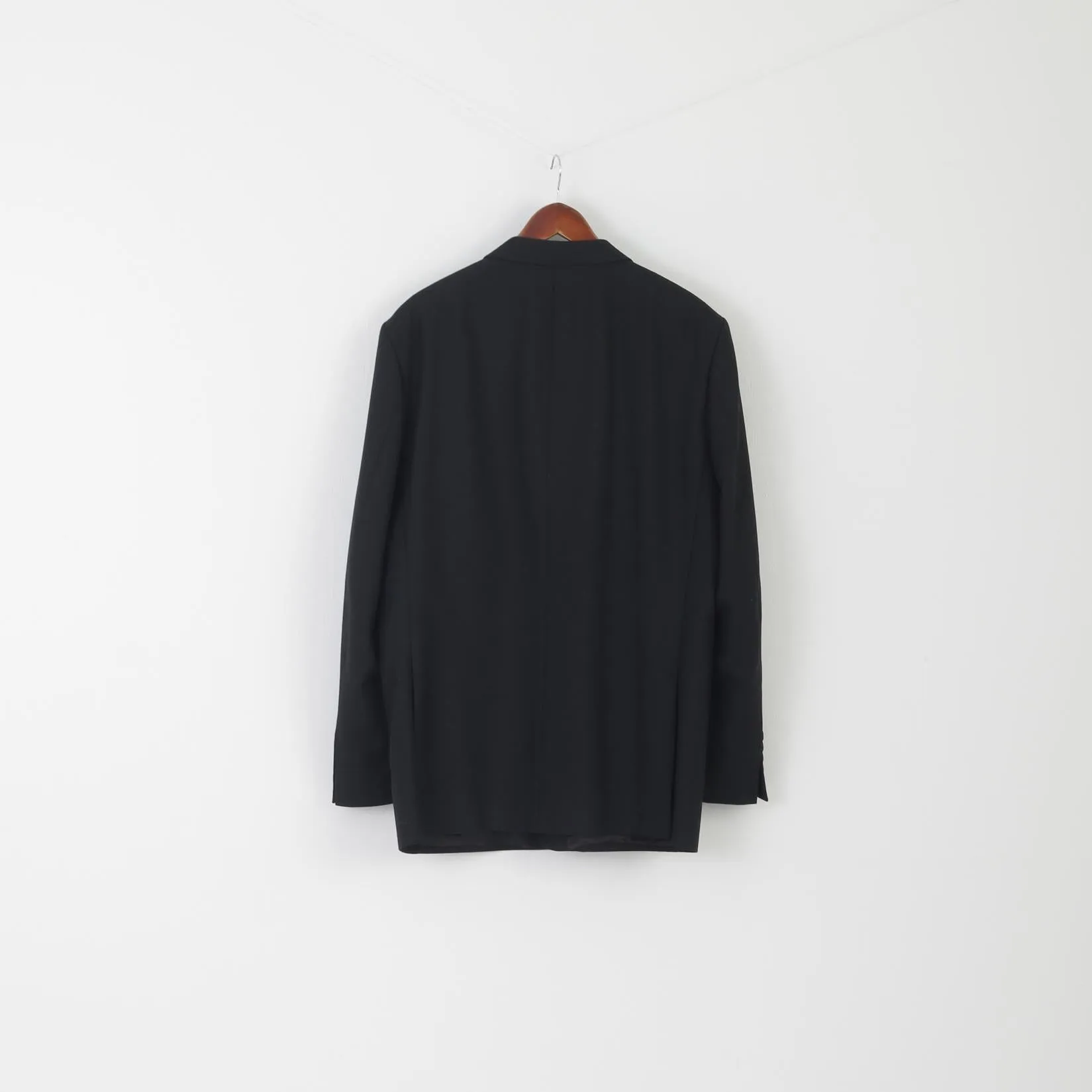 Hugo James Men 44 Blazer Black Wool woven in England Single Breasted Jacket