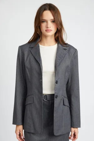 Impression Pinstriped Double Button Blazer