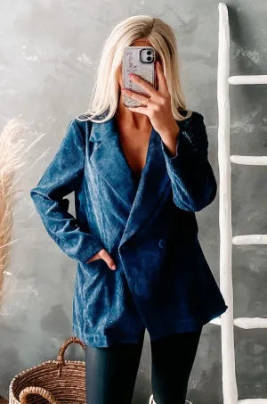 In Charge Now Corduroy Blazer (Dark Navy)