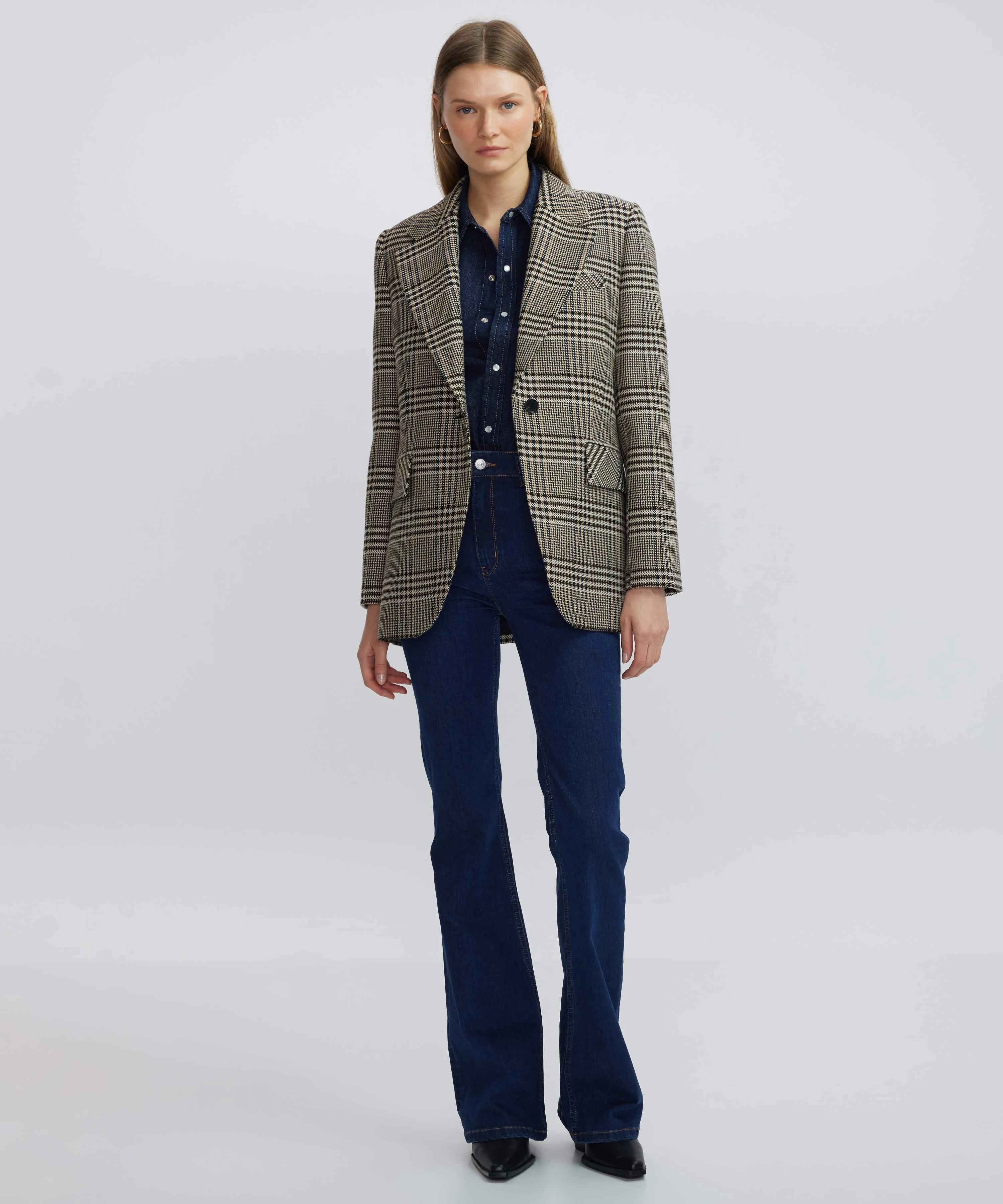 Ipekyol Houndstooth Pattern Blazer Natural