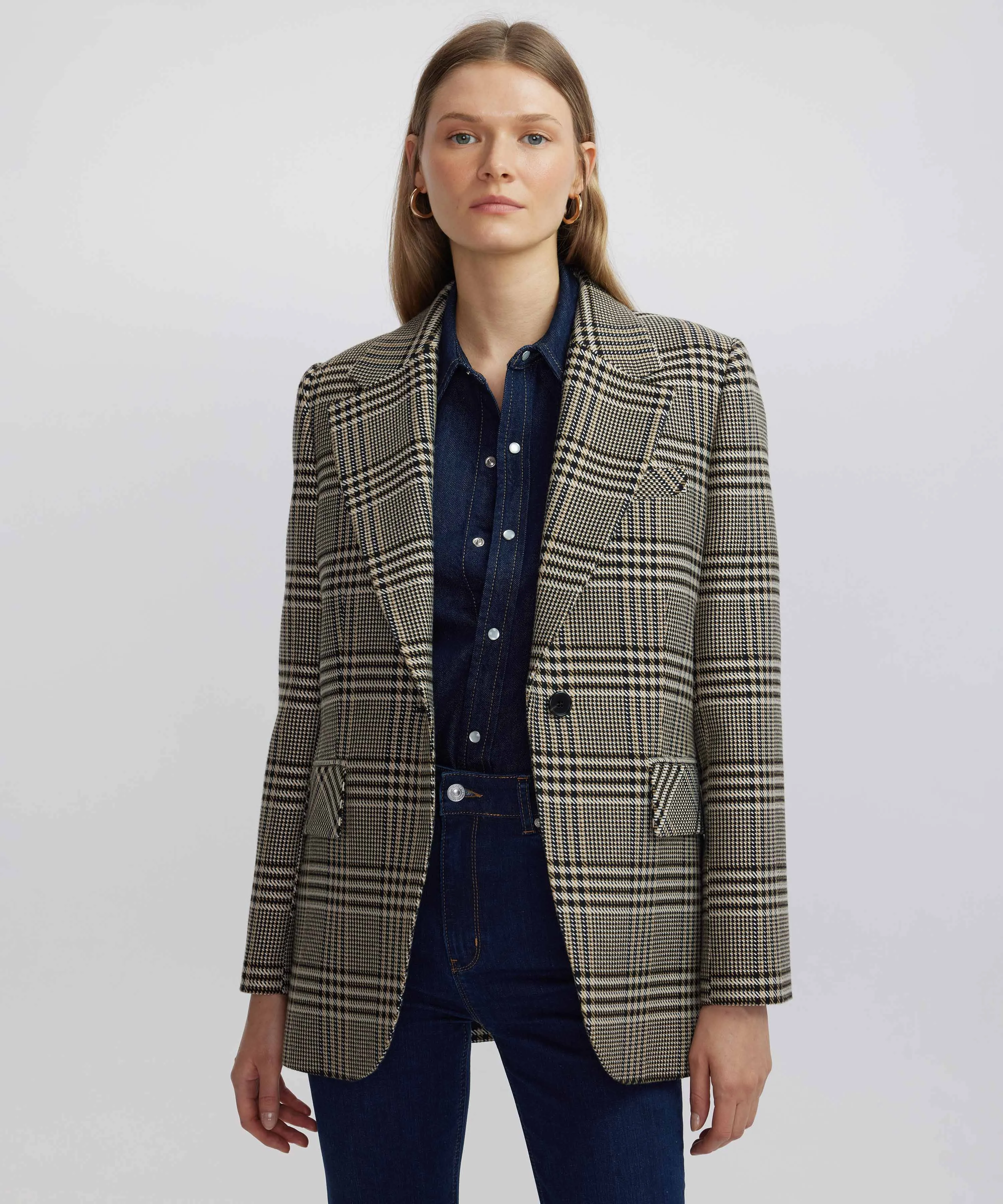 Ipekyol Houndstooth Pattern Blazer Natural