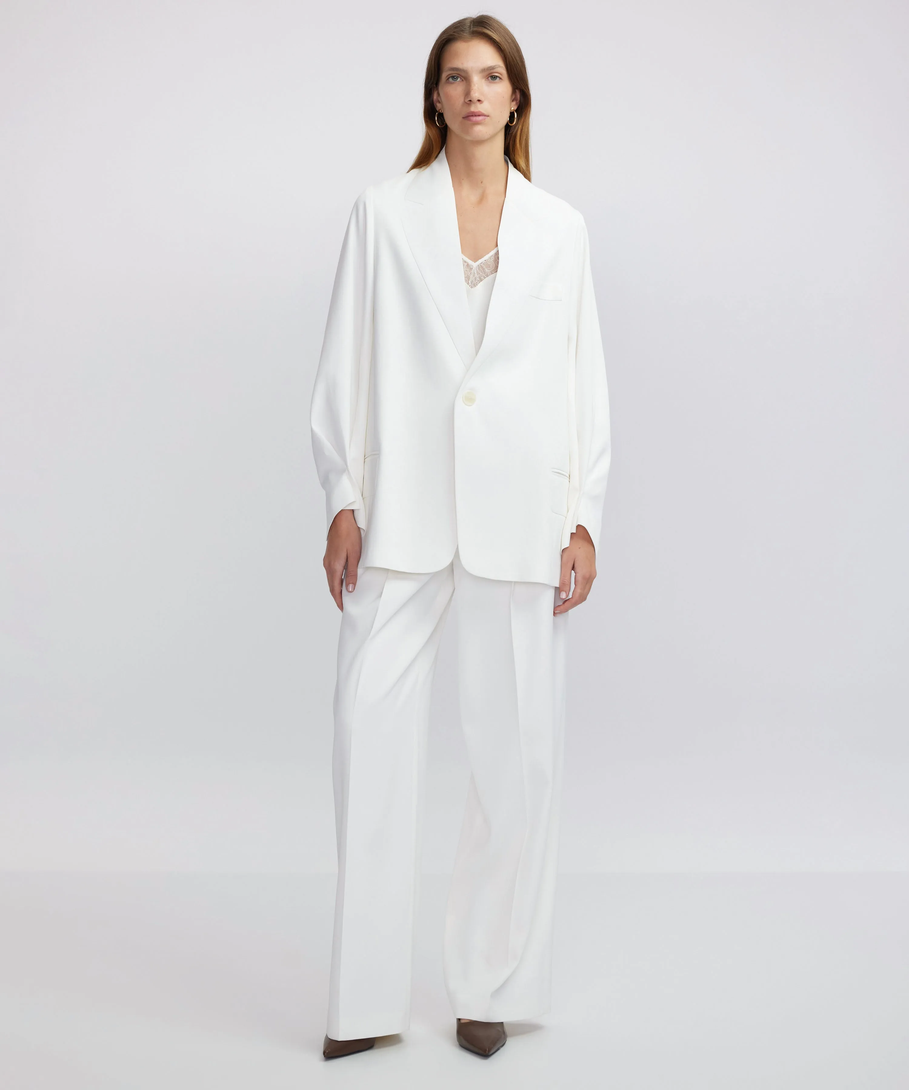 Ipekyol Single-Breasted Draped Blazer Ecru