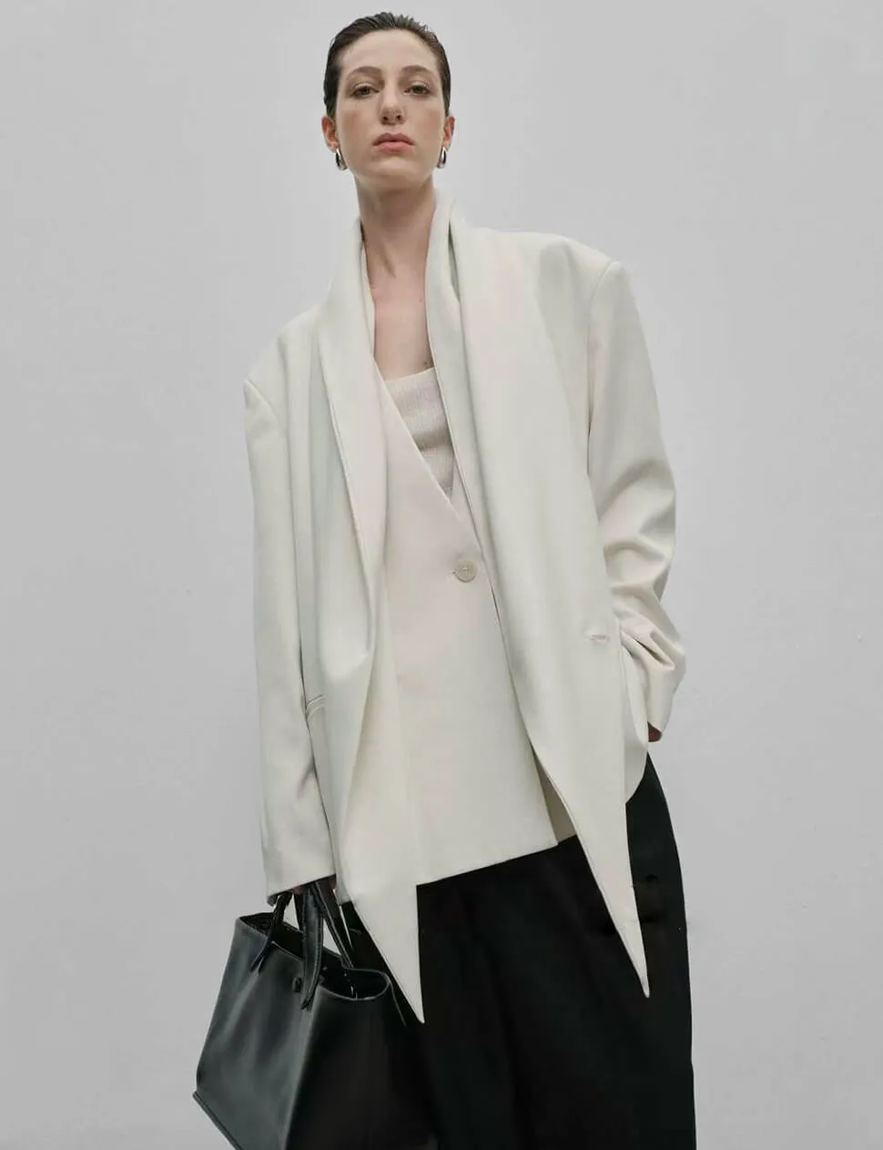 Ivory Scarf Blazer