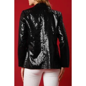 Ivyshape | Christmas Nutcracker Sequins Turn-Back Collar Blazer Outerwear