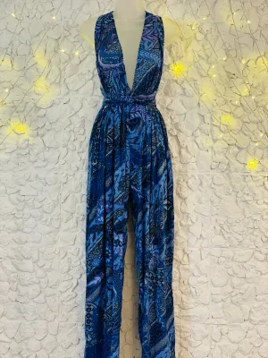 Jeannie Jumpsuit in Periwinkle Purple Leaf