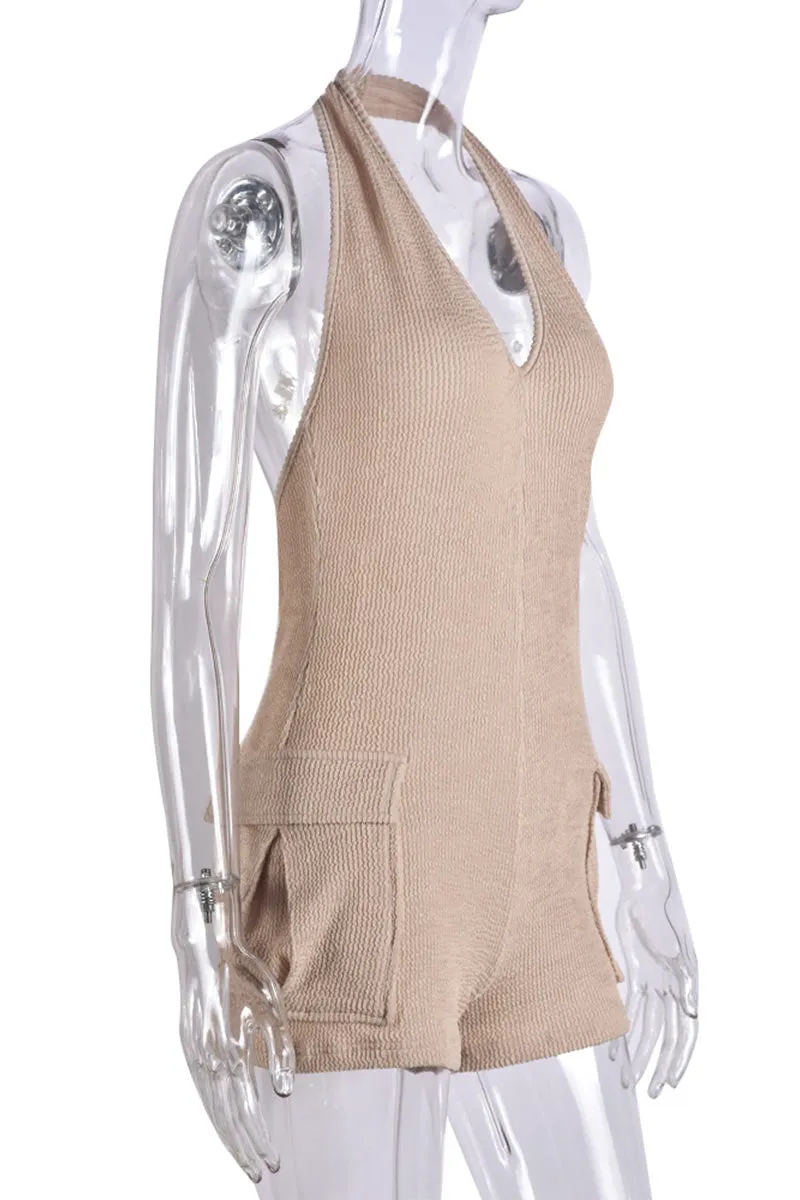 JG0462 Sleeveless Halter Rompers