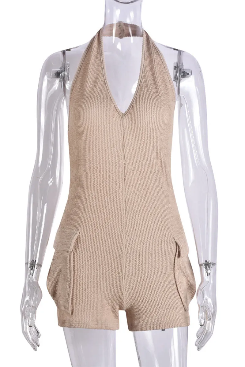 JG0462 Sleeveless Halter Rompers