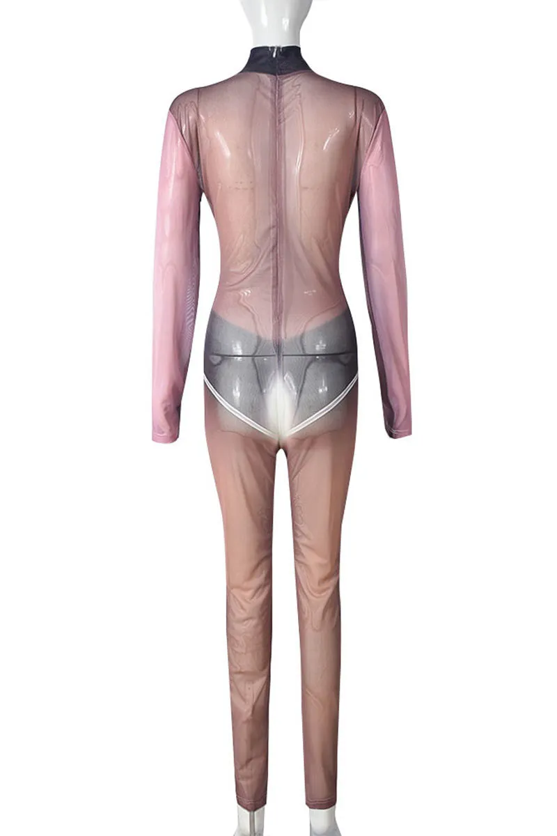 JL0435 Tie Dye Mesh Jumpsuits
