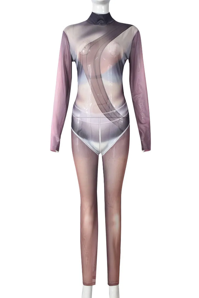JL0435 Tie Dye Mesh Jumpsuits