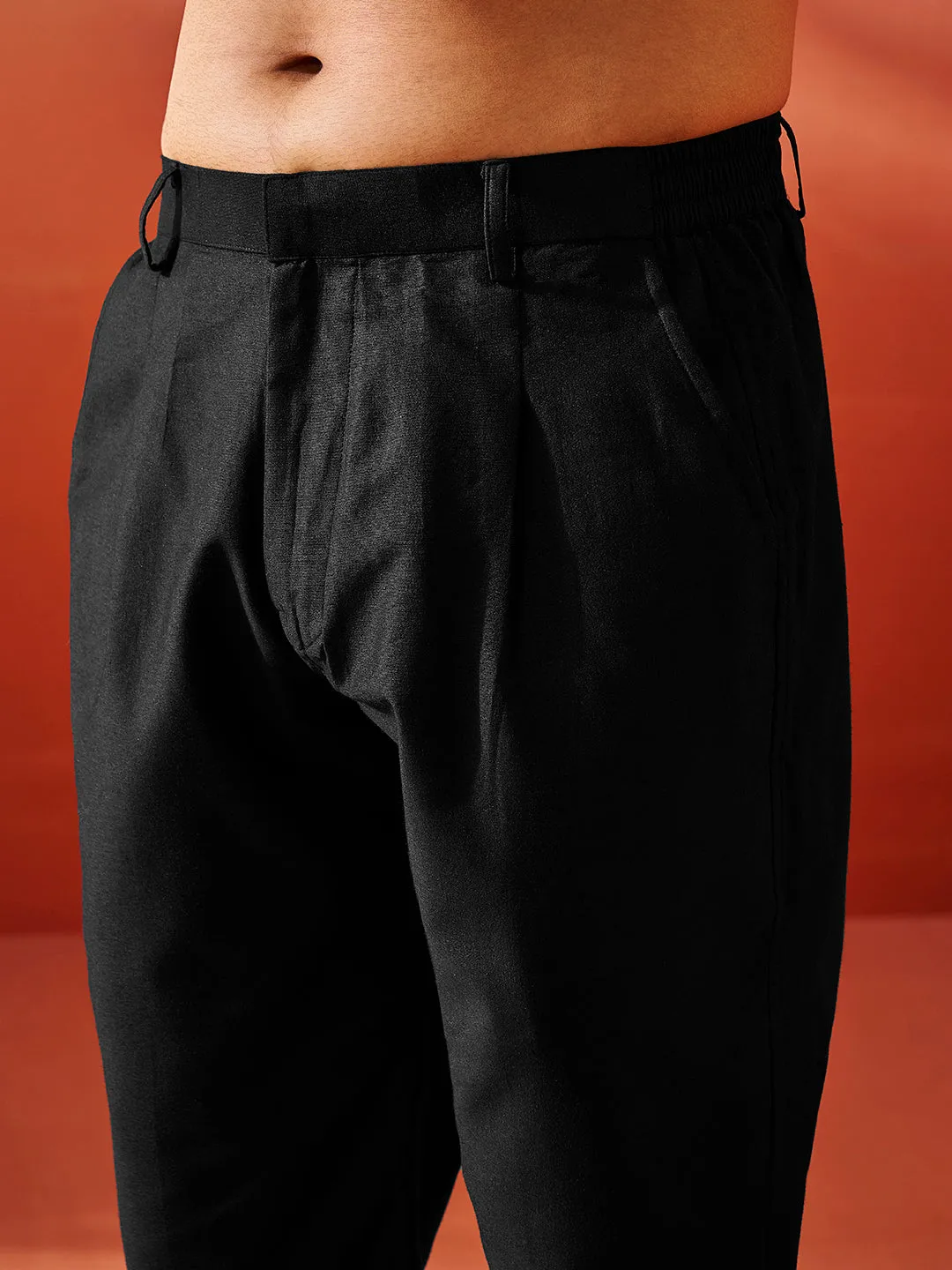 Jodhpuri Pyjama Set (Silk Blend) - Coffee & Black Colour
