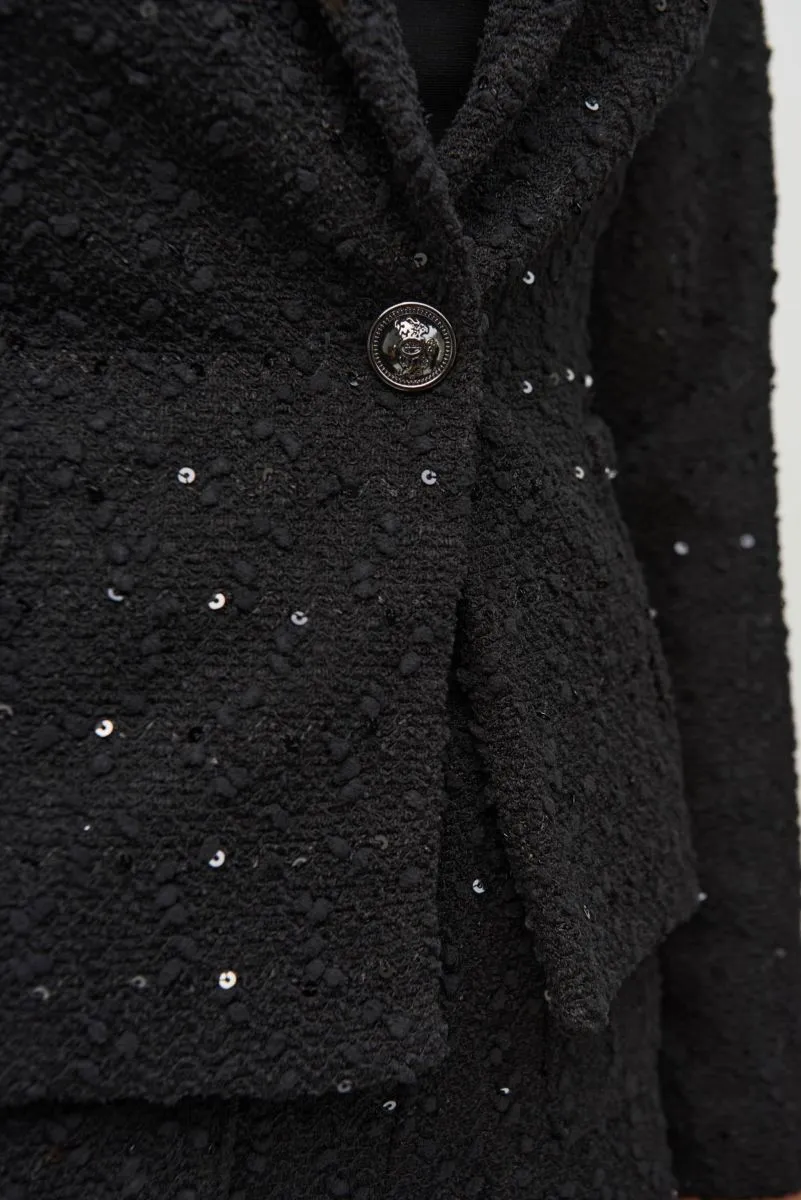 Joseph Ribkoff Black Sequined Bouclé Blazer Jacket 244203