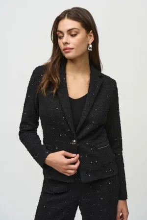 Joseph Ribkoff Black Sequined Bouclé Blazer Jacket 244203