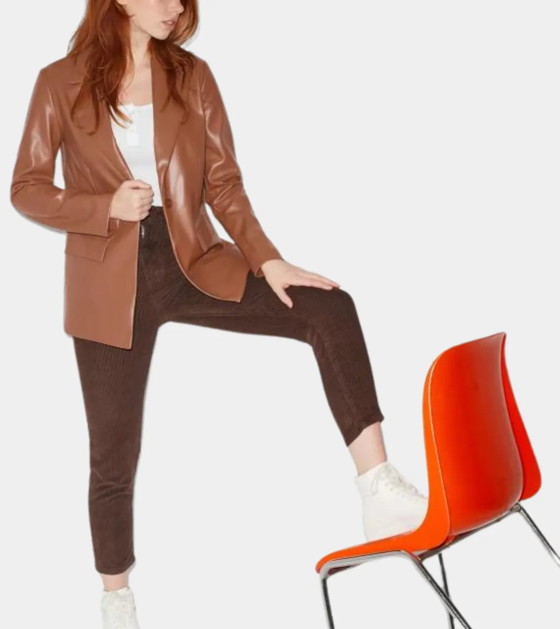 Karli Toffee Women's Leather Blazer