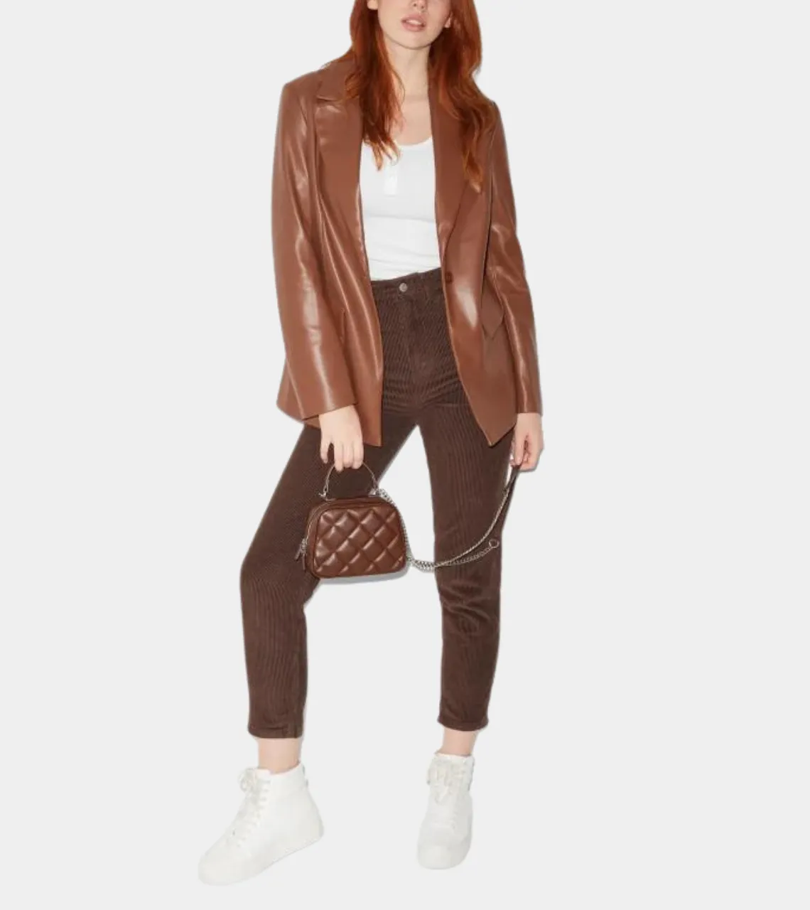 Karli Toffee Women's Leather Blazer